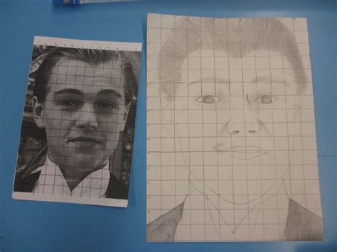 Tonal Drawings Of Portraits Using The Grid Method Student Work Self Portrait Grid Male Sketch