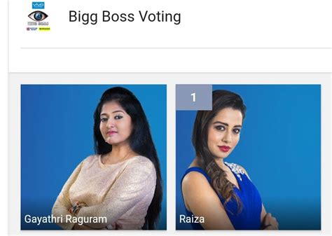Online vote and offline voting methods included. Bigg Boss Tamil Week 8 Eviction Nominees - Gayathri vs Raiza