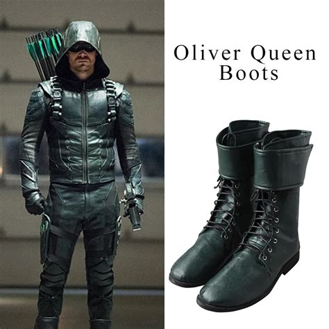 Green Arrow Cosplay Boots Oliver Queen Cosplay Shoes Men High Boots Hot