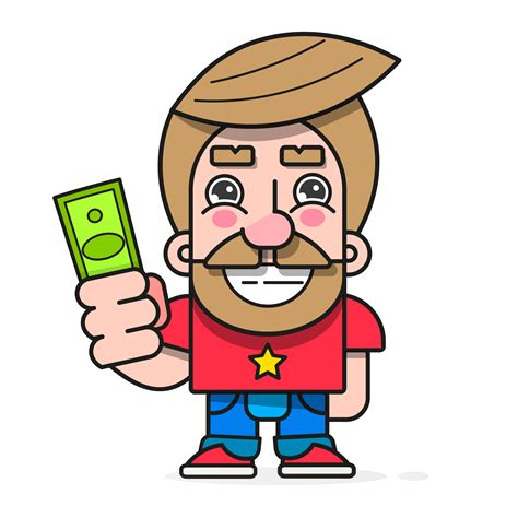 Buyer With Money In Hand Wants To Buy Goods Vector Character Ready