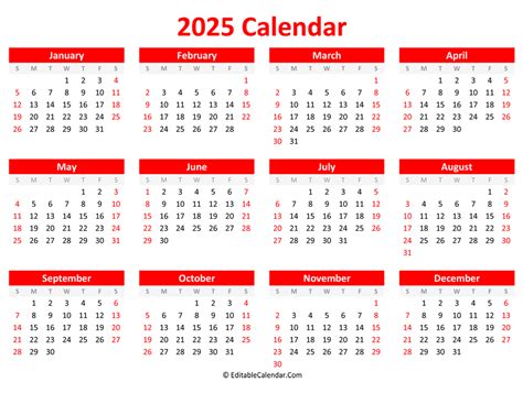 Printable 2025 Calendar Landscape Orientation
