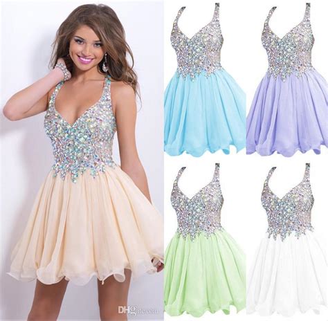 2016 Cocktail Party Dresses Cheap New Arrival Sparkly Sequins Beaded Crystals Backless Short