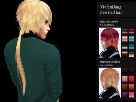 Sims 4 Hairs The Sims Resource Viviandang`s Zen Tied Hair Retextured