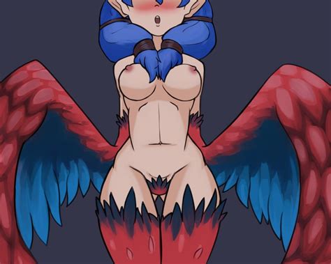 Rule 34 1girls Blushing Docecaedrus Feathers Female Harpy Harpy Terraria Monster Girl Nude