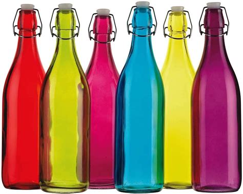 Finzora® Flip Top Glass Water Bottle 1 Liter Pack Of 2 Swing Top Water Bottle With Stopper