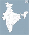 Blank river map of India - India river map blank (Southern Asia - Asia)