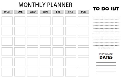 Printable Monthly Planner Template Full Month Schedule Maker Template
