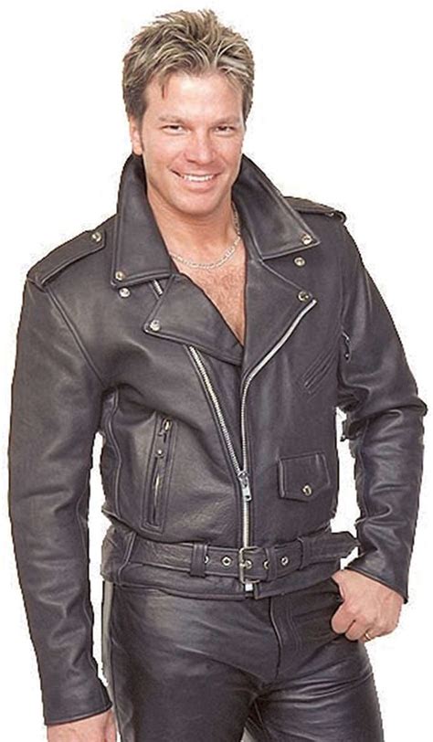 Classic Leather Biker Jacket With All Chrome Hardware A Men S Black Leather Riding Jacket That