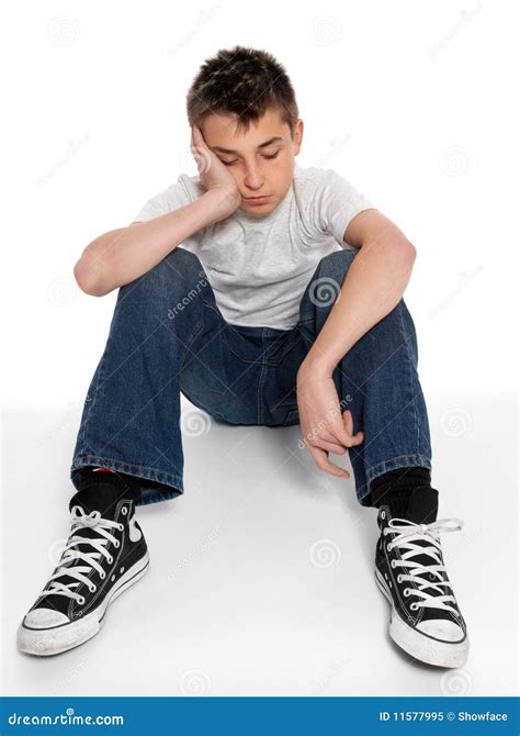 Sad Loney Depressed Or Listless Boy Sitting Stock Image Image Of