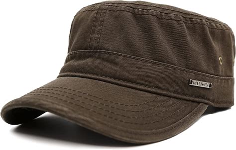 Miumy Military Army Hat Twill Flat Top Adjustable Cotton Baseball Cap