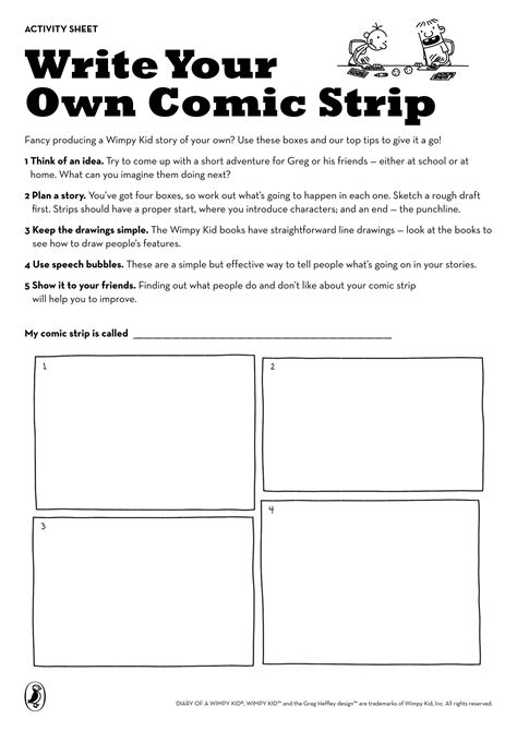 Write Your Own Wimpy Kid Comic Strip Scholastic Book Club Comic