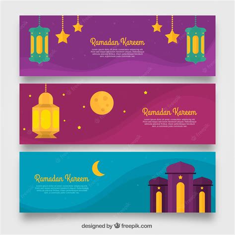 Free Vector Colored Ramadan Banners