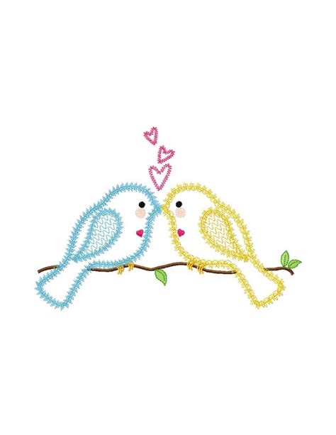 Lovebirds 1 Applique Machine Embroidery Design Actual Design Etsy