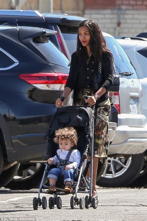 zoe saldana cuts a sophisticated look with adorable son zen in la daily mail online