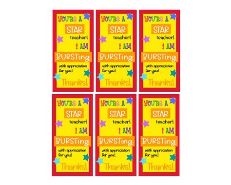 Starburst Candy Printable Tags Thank You Candy Tags Thank Etsy