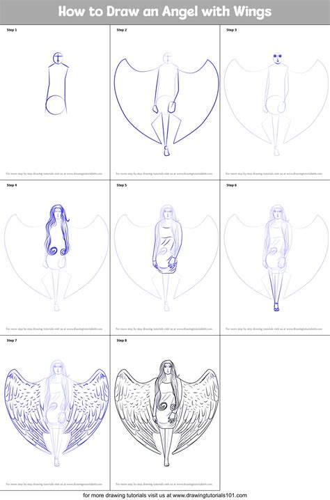 How To Draw An Angel With Wings Printable Step By Step Drawing Sheet