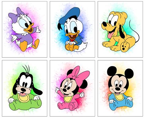 Buy Mickey Mouse Watercolor Prints Set Of 6 Unframed 8x10 Kids