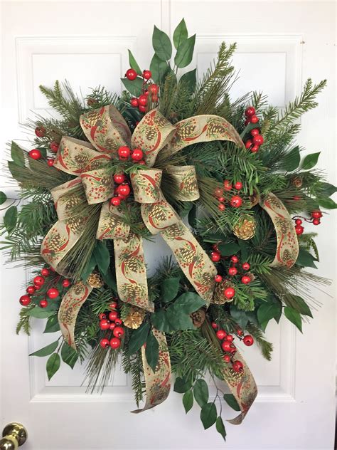 Traditional Christmas Wreath Christmas Wreath Pinecones Christmas Door Decor Holid