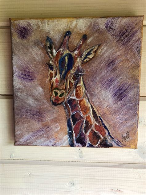 Acrylic Giraffe On Canvas Signed Original Painting Etsy