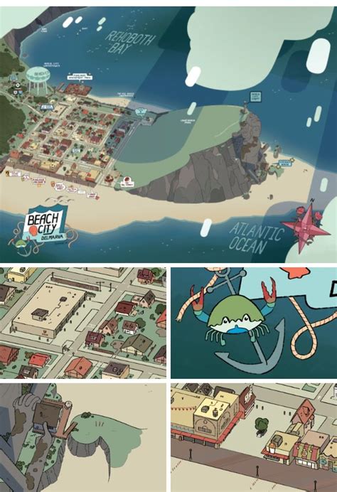 Beach City Official Map Steven Universe Background Perspective Sketch