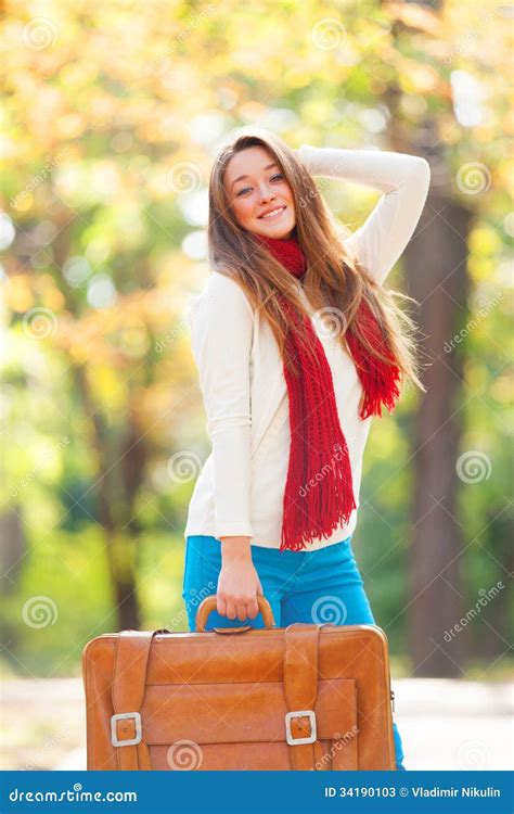 Teen Girl With Suitcase Stock Image Image Of Suitcase 34190103