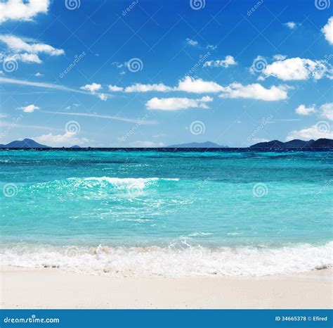 White Sand Beach And Blue Sky Stock Photo Image Of Paradise Sand