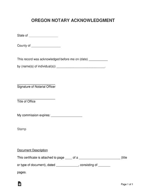 Oregon Notary Acknowledgement Fill Out And Sign Online Dochub