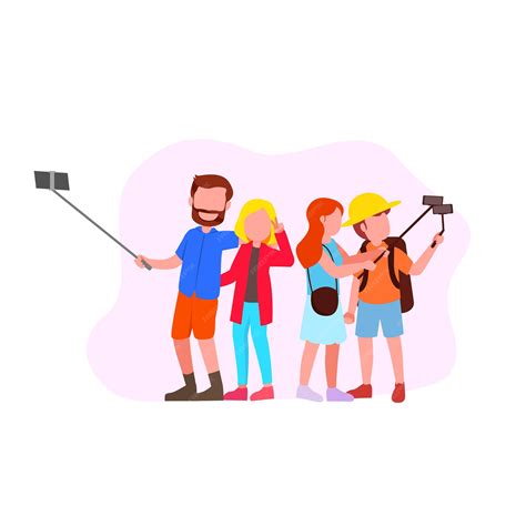 Premium Vector Set Illustration Of Group Selfie