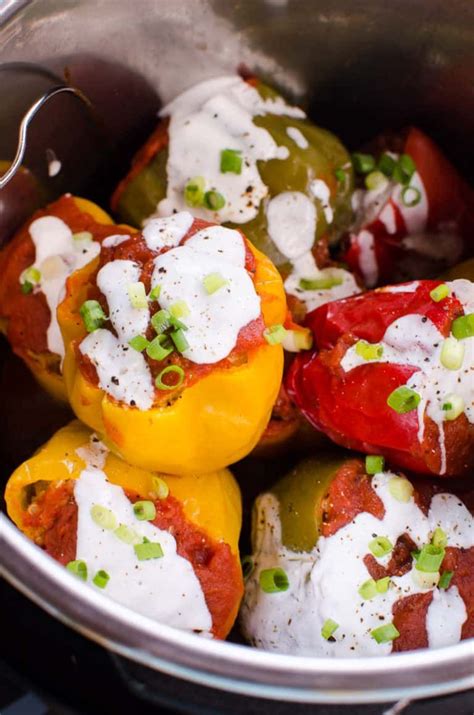 Make this recipe in your dutch oven instead. Instant Pot Stuffed Peppers Recipe with ground turkey and ...