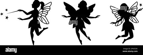 Beautiful Fairy Silhouettes Funny Fairies In Different Poses