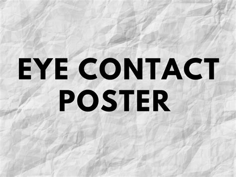 Eye Contact Poster Teaching Resources
