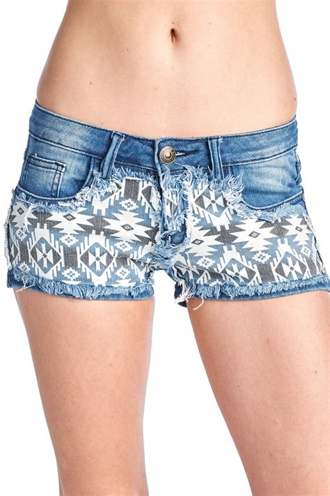 Machine Jeans Denim Mini Shorts Cut Off Womens Low Rise Washed Denim