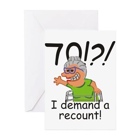 Recount 70th Birthday Funny Old Lady Greeting Card By