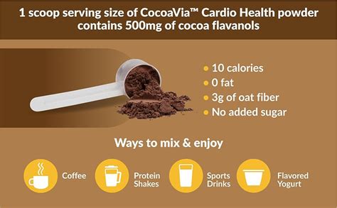 Cocoavia Cardio Health Cocoa Powder 60 Servings 500mg Cocoa Flavanols