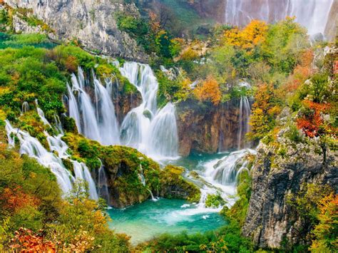 Plitvice National Park Beautiful Turquoise Lakes Waterfalls Croatia Europa Landscape