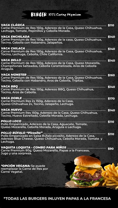 Menu At La Vaca Loca Restaurant Saltillo