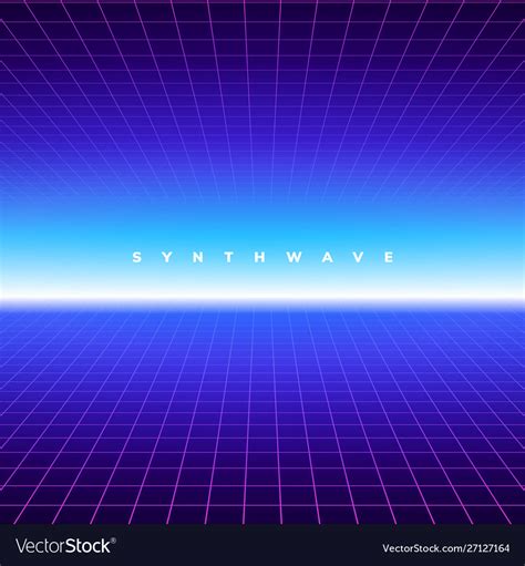 Synth Wave Retro Grid Background Synthwave 80s Vector Image