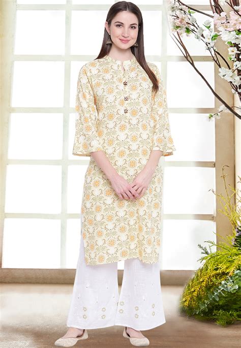 Buy Beige Cotton Readymade Palazzo Suit 192281 Online At Lowest Price