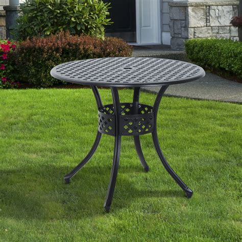 Outsunny 33 Round Cast Aluminum Outdoor Patio Dining Table With