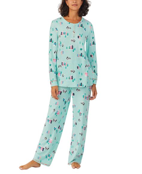 cuddl duds women s 2 pc brushed sweater knit printed long sleeve pajamas set in multi modesens
