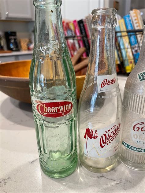 Set Of Three Vintage Soda Bottles From The 1960s Cheerwineoscarscobbs Orange Etsy