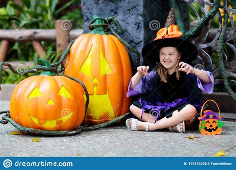 Child In Halloween Costume Kids Trick Or Treat Stock Photo Image Of