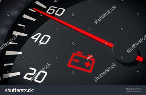 Discharged Battery Warning Light Car Dashboard Stock Illustration