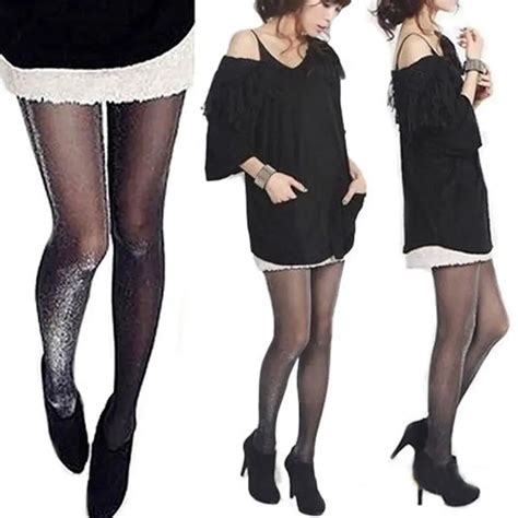 2019 new brand silve design womens sexy shiny thin pantyhose glitter stockings glossy tights