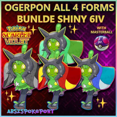Rare Shiny Ogerpon All 4 Forms Pack Pokémon Scarlet And Etsy