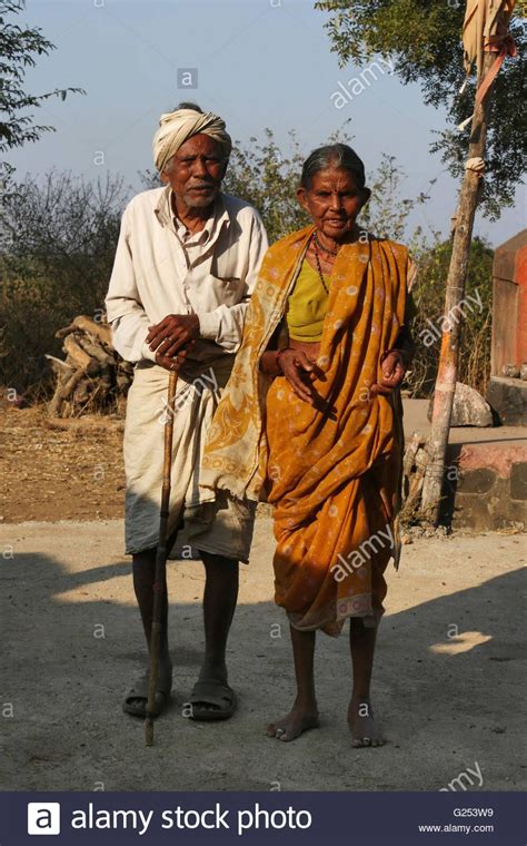Download This Stock Image Pardhi Tribe Old Couple Standing Ganeshpur Village Yawatmal