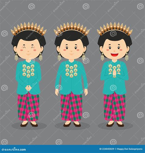 South Sulawesi Character With Various Expression Stock Vector