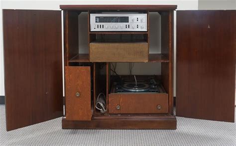 Lot Regency Style Satinwood And Burlwood Inlaid Walnut Stereo Cabinet With Sansui Tr707a