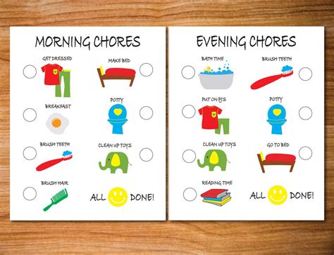 Kids Chore Chart Kids Chore Chart Morning And Evening Etsy