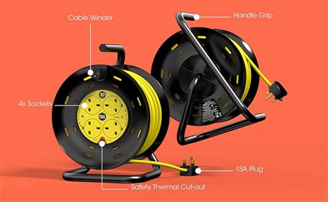 Slx Outdoor Extension Lead 30m 4 Socket Extension Reel Heavy Duty